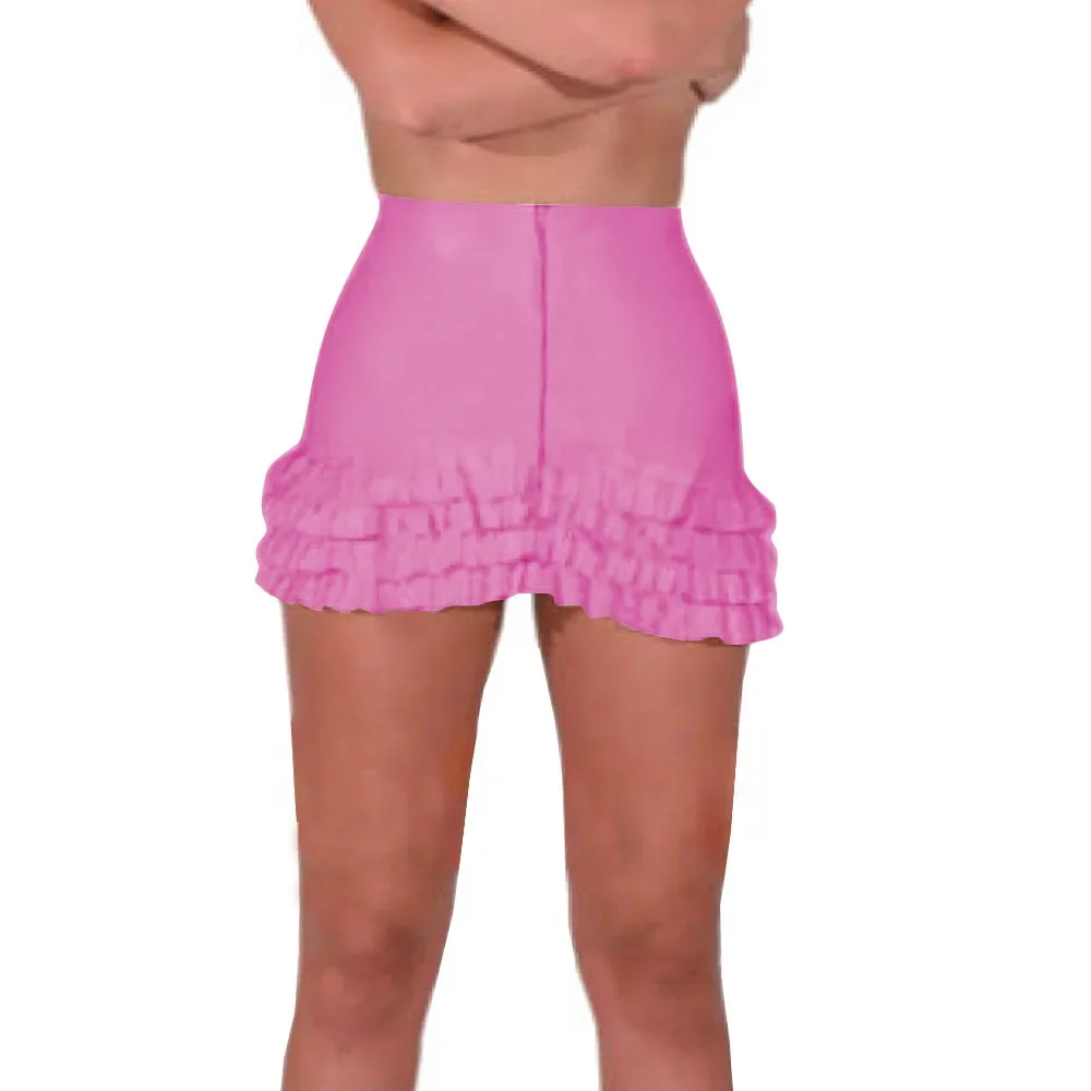 Shiny Mini Skirt with Ruffled Hem Design | Free Shipping!